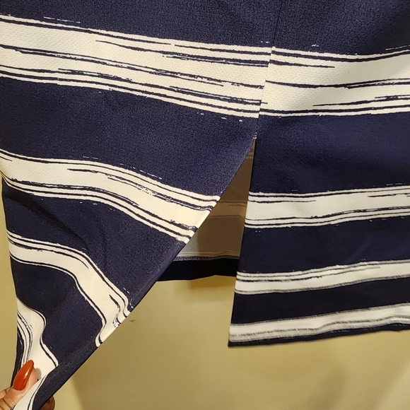 ZARA BASIC COLLECTION  stripes blue and white pencil midi Skirt size S - Picture 8 of 13